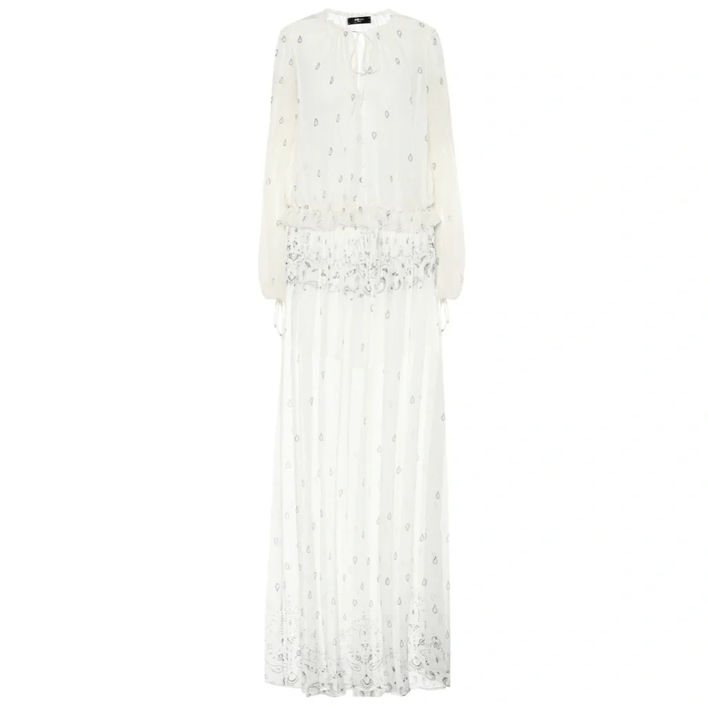 AMIRI Paisley Silk Maxi Dress, White Ivory, NWT, $2000K MSRP, IT 38 - Picture 9 of 11